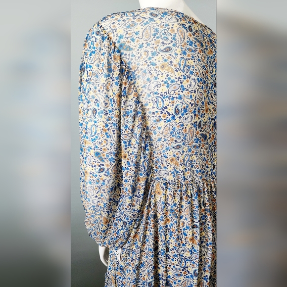 [X, 1X & 3X] DEX Plus Paisley Boho 3/4 Sleeve Midi Dress - Picture 10 of 14